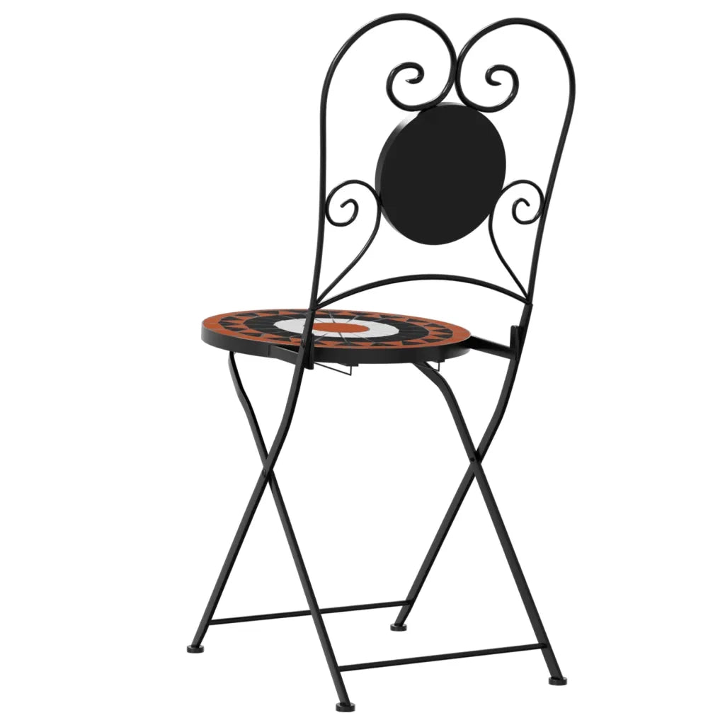Sedie da BistrÃ² Pieghevoli 2 pz Terracotta e Bianco in Ceramica