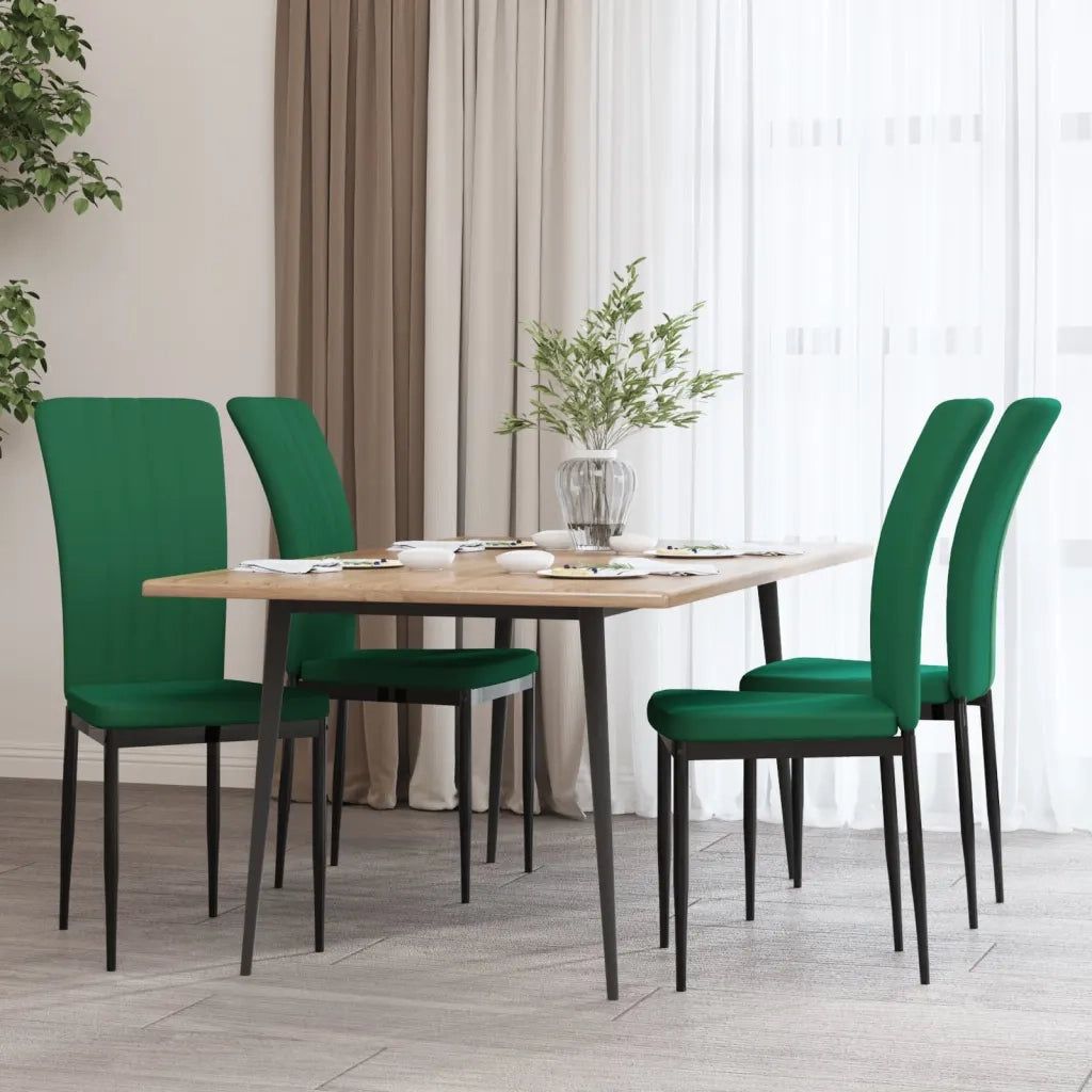 Sedie da Pranzo 4 pz | Sedie da cucina Verde Scuro in Velluto