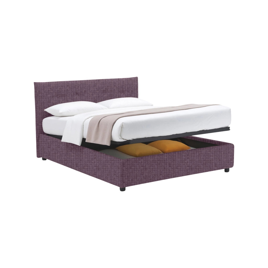 Preston, Letto Matrimoniale Sfoderabile Made in Italy, Viola Lilla