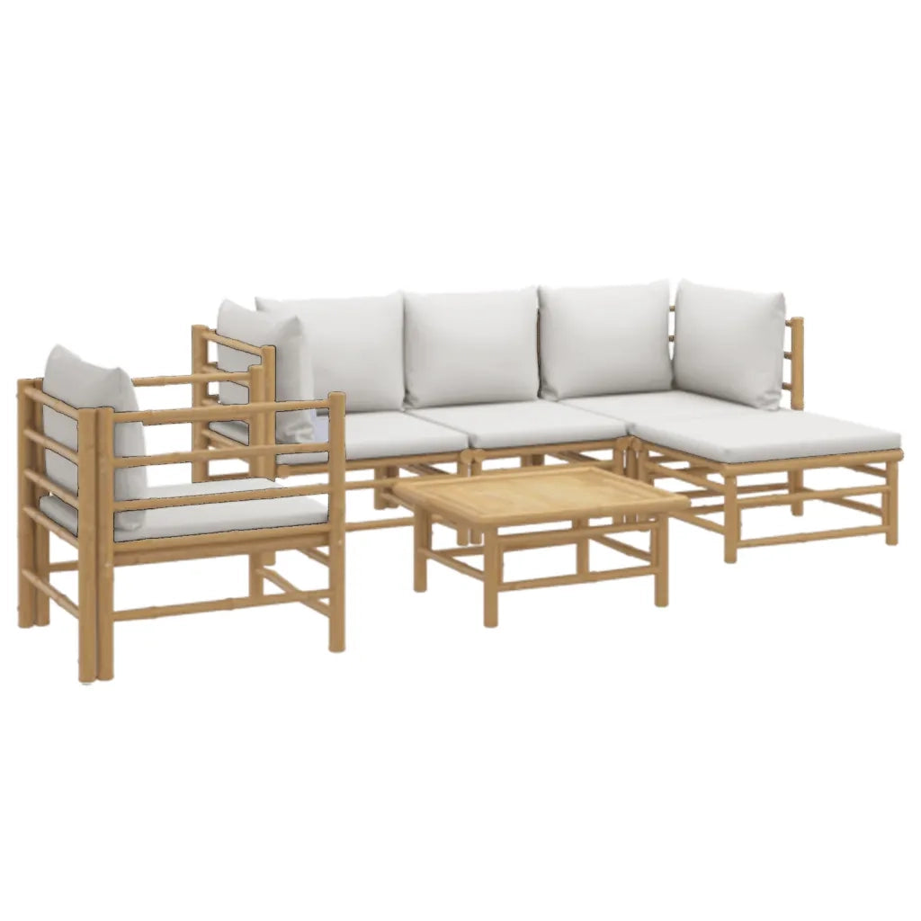Set Salotto da Giardino 6pz con Cuscini Grigio Chiaro BambÃ¹cod mxl 124237