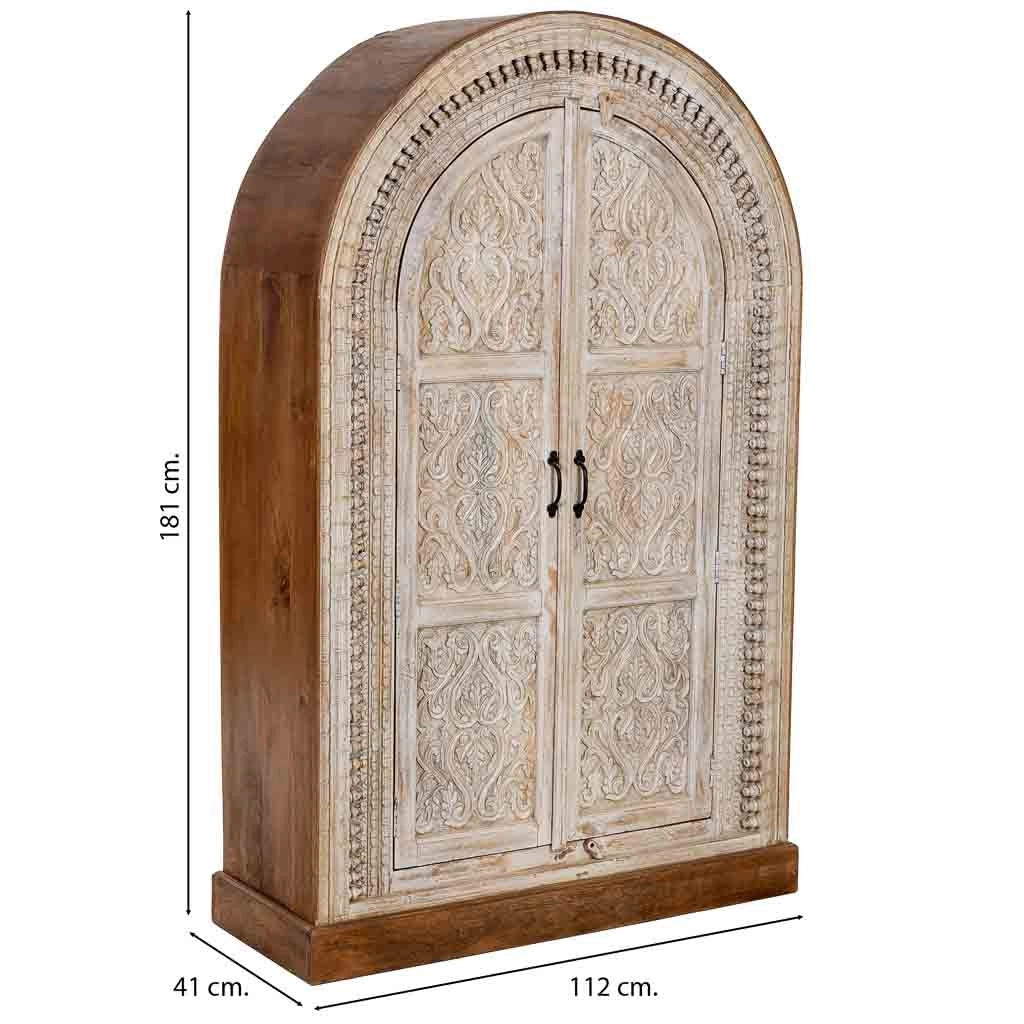 Armadio in legno marrone e bianco con 2 ante, 112x41x181h cm