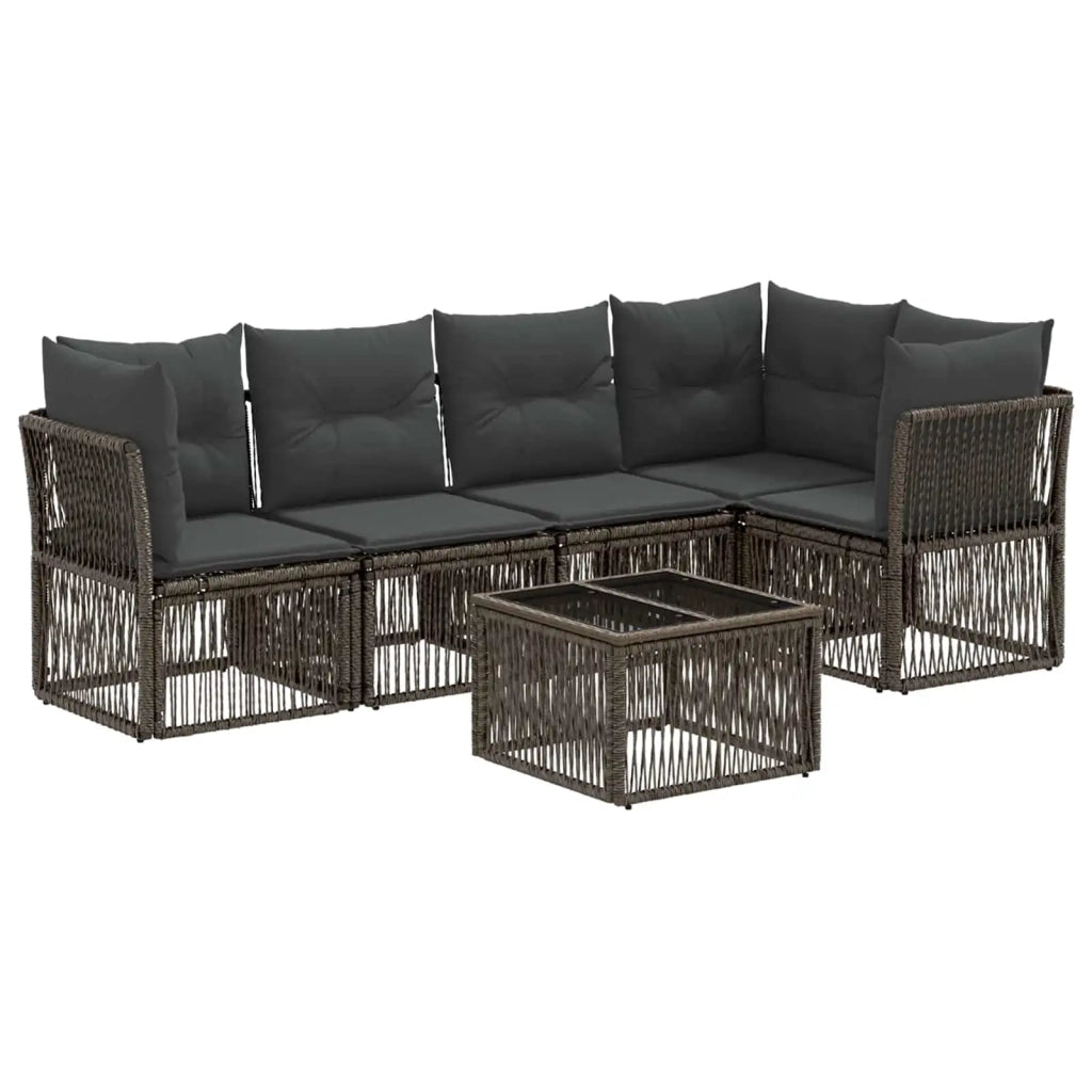 Set Divano da Giardino 6 pcs Grigio polyrattan