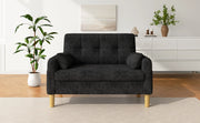 Divano 2 posti compatto 119x78x85 cm in ciniglia grigia con 2 cuscini e tasca laterale