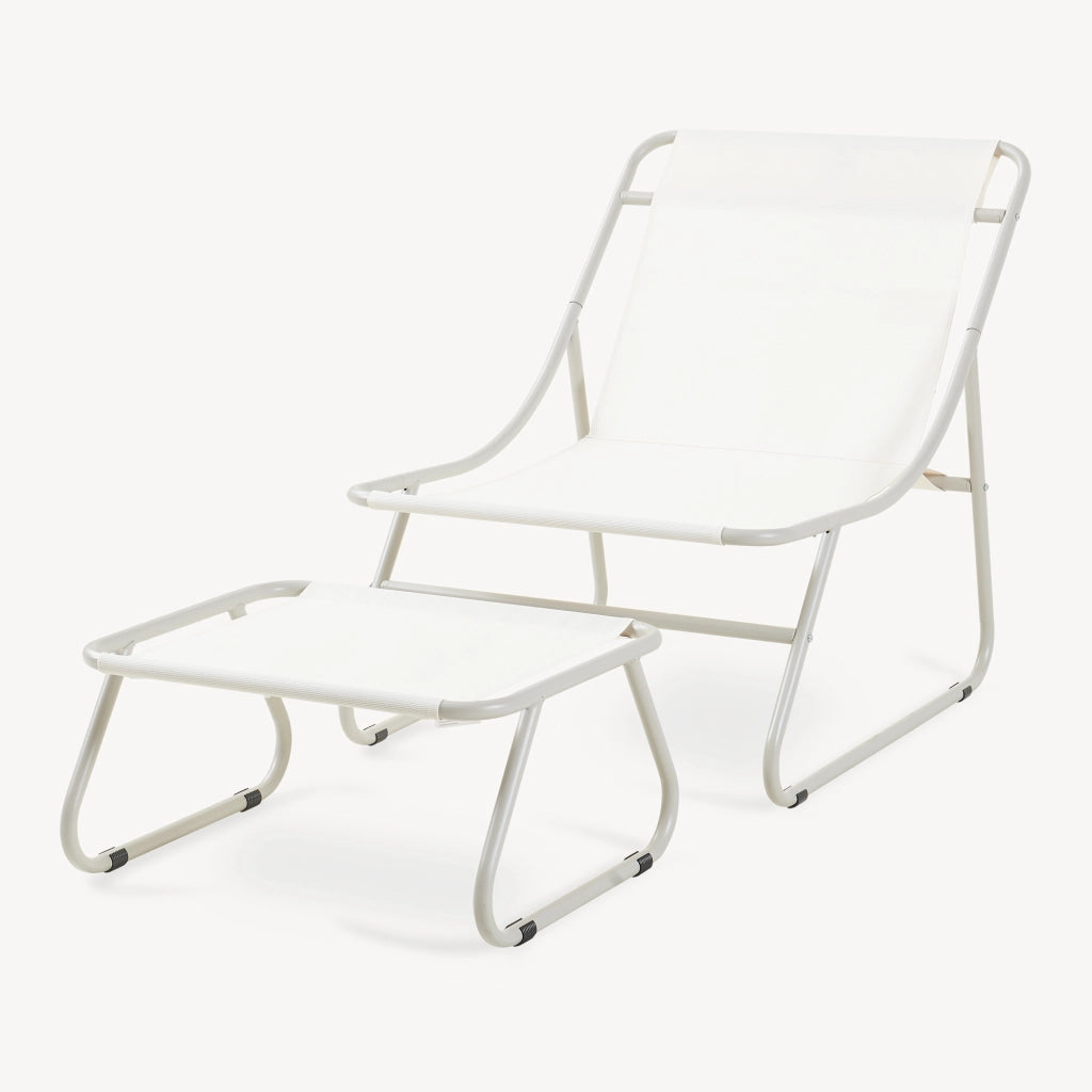 Set Malmö di 2 Mobili da Giardino Poltrona e Poggiapiedi con Cuscino - Beige casa.pro