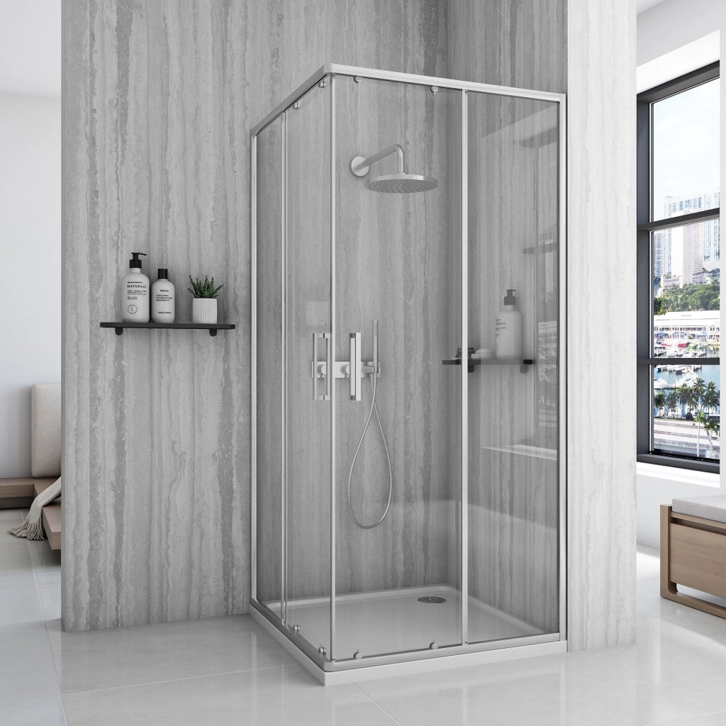 Cabina Doccia Rea City 90x90 Nickel Brush senza piatto doccia
