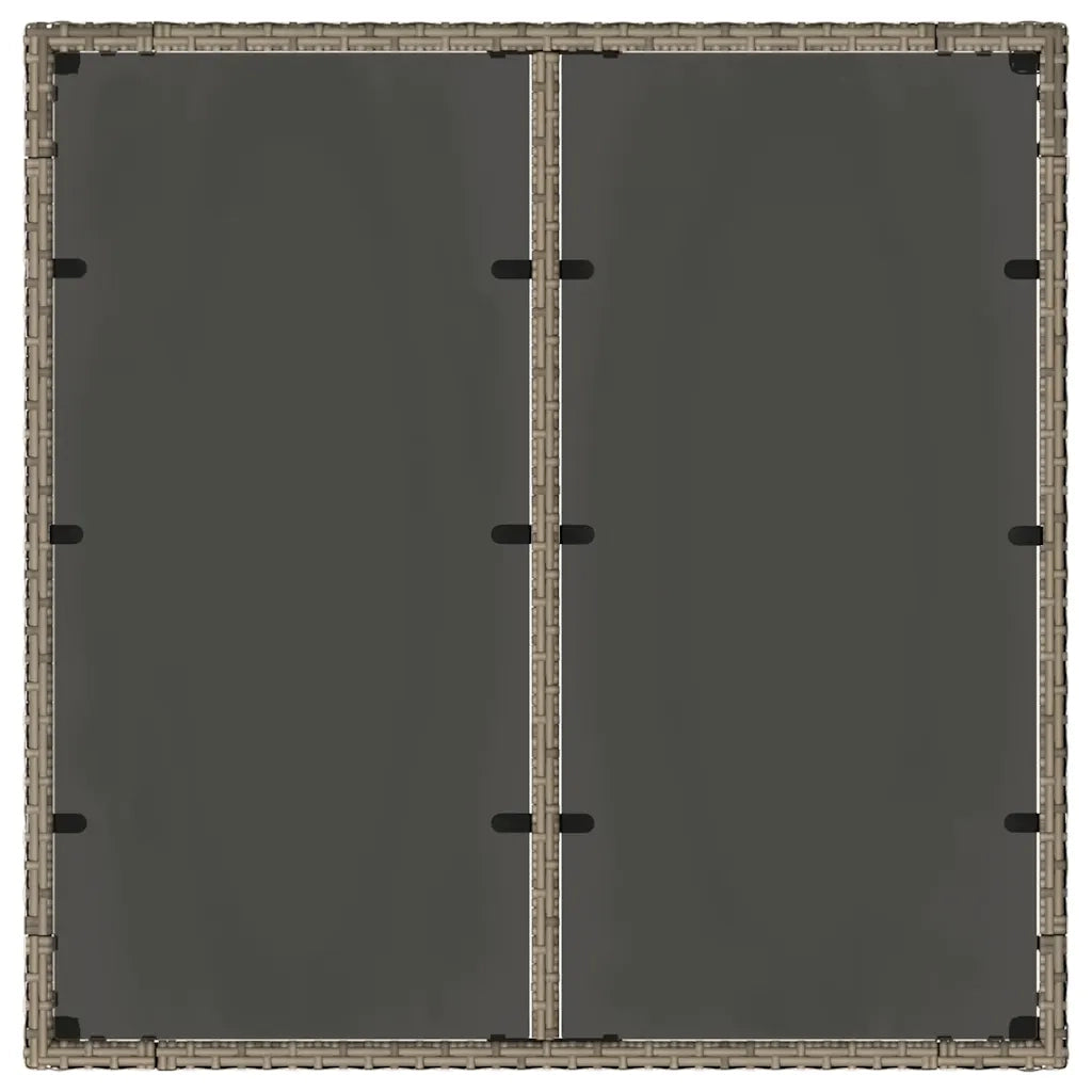 Tavolo da Giardino Piano in Vetro Grigio 90x90x75 cm Polyrattan