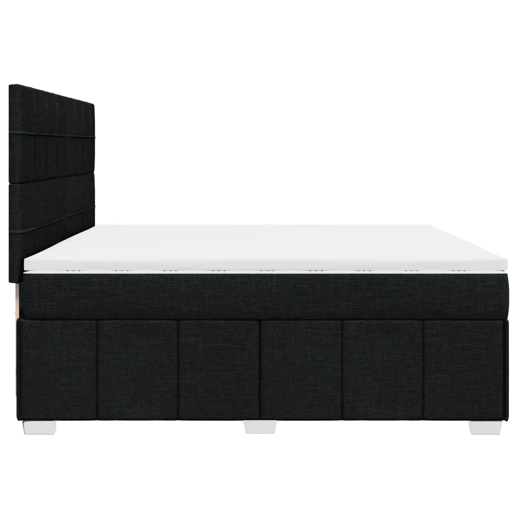 Giroletto a Molle con Materasso Nero 200x200 cm in Tessuto