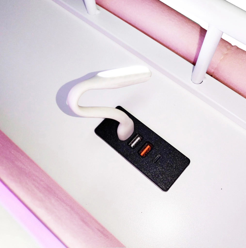 Letto matrimoniale 140x200 cm con LED; USB e contenitore idraulico in velluto rosa