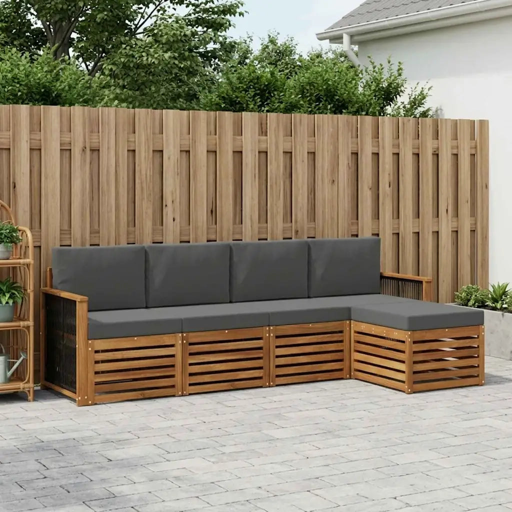 Set di divani da esterno con cuscino 5 pcs Naturale e Antracite