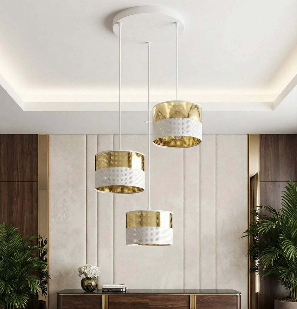 Lampadario LUX Emibig bianco oro metallico 3xE27