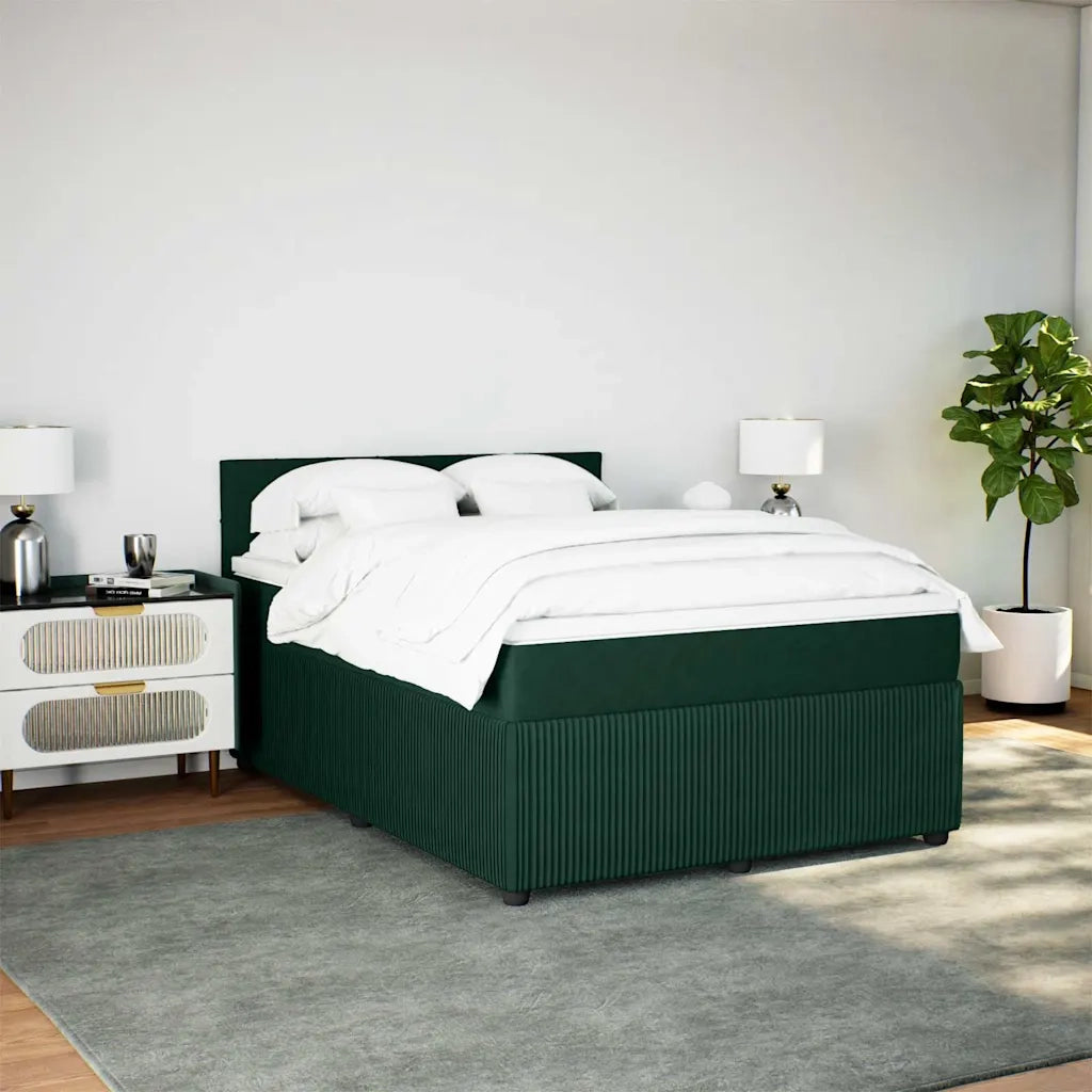 Giroletto a Molle con Materasso Verde Scuro 160x200 cm Velluto 3287785
