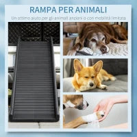 Rampa per Cani in Plastica PP, per Bagagliaio Inferiore a 75 cm, 155x39x14 cm, Nero