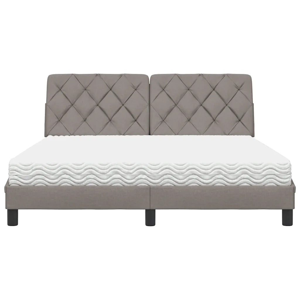Letto con Materasso Tortora 160x200 cm in Tessuto 3310752