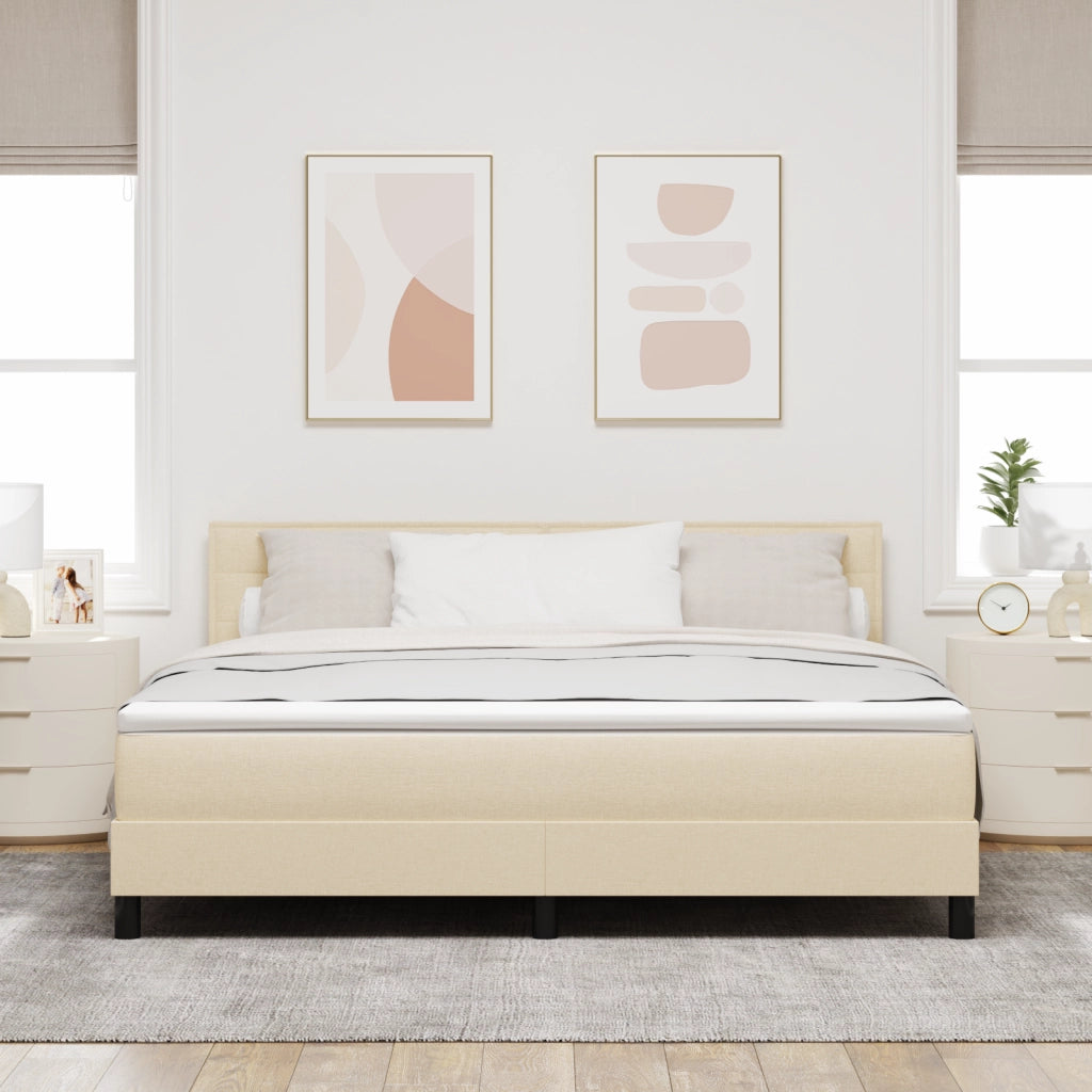 Letto Box Spring con Materasso Crema 180x200 cm Tessuto