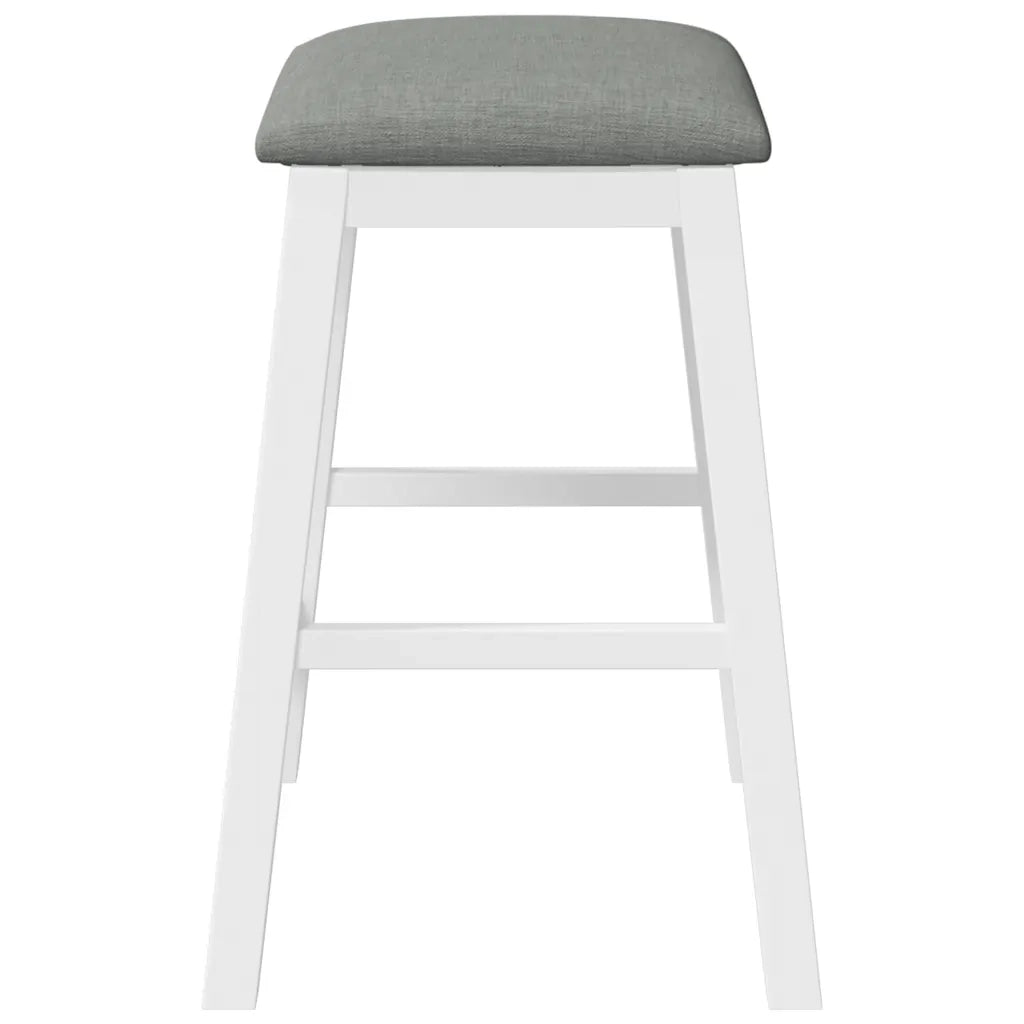 Sedie da Bar con Cuscini 2 pz Bianco Legno Massello di Hevea 4102580