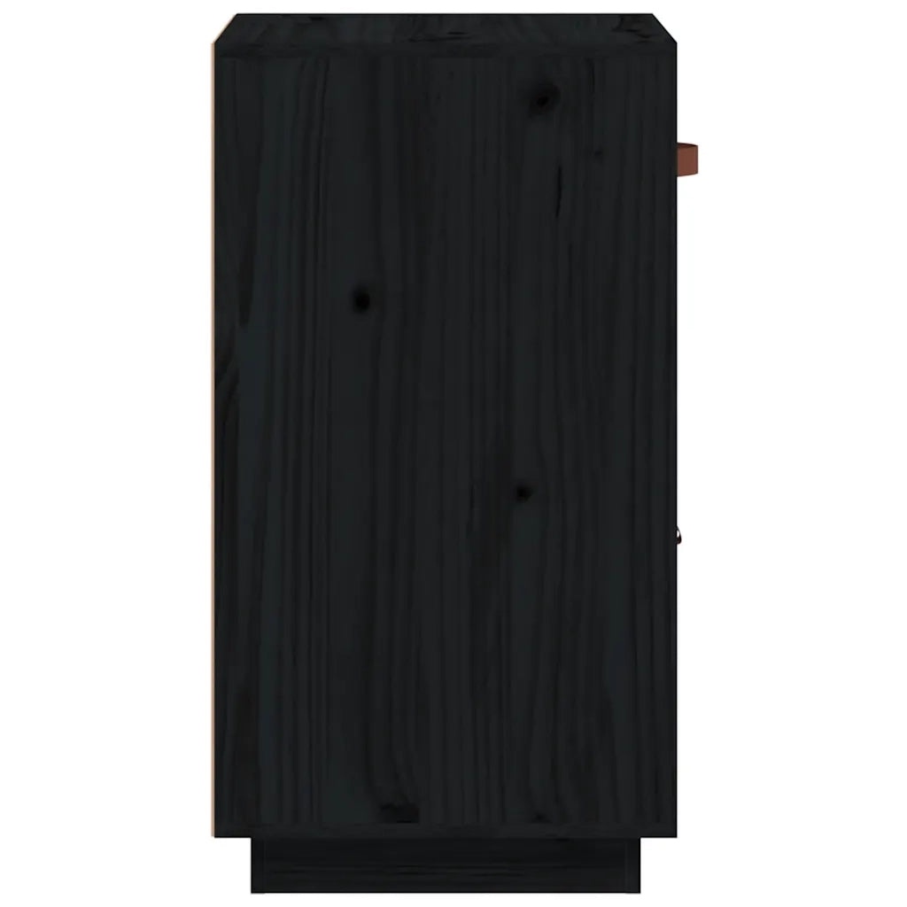 Credenza-Buffet-Armadio da cucina Nera 34x40x75 cm in Legno Massello di Pino