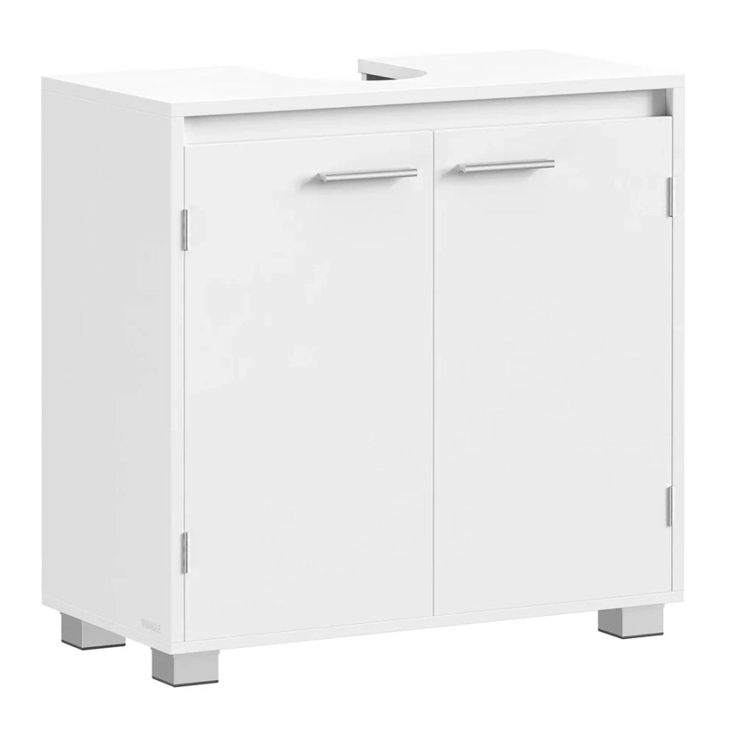 Mobile lavabo da bagno con 2 vani dietro le ante per vari tipi di lavabo con gambe 30 x 60 x 60 cm bianco 12_0006535
