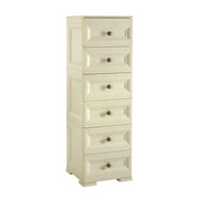 CASSETTIERA ALTA 6 CASSETTI PICCOLI ANGORA 40X43X125 CM – MOBILE VERTICALE EFFETTO BUGNATO PER CAMERA, INGRESSO E ZONA LIVING