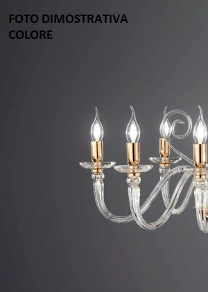 APPLIQUE DEBUSSY 2 LUCI TRASPARENTE ORO ATTACCO E14 L.38CM