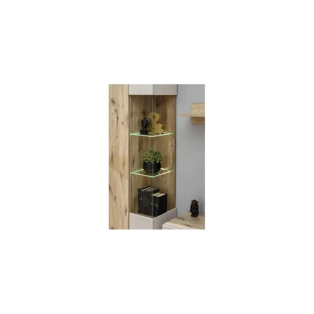 Vetrina ERINA – 2 porte – Rovere chiaro e beige