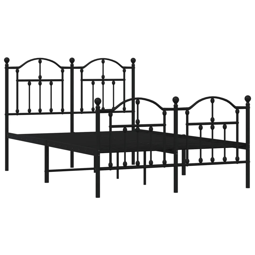 Giroletto con Testiera e Pediera-Struttura Letto Metallo Nero 120x190 cm 376842