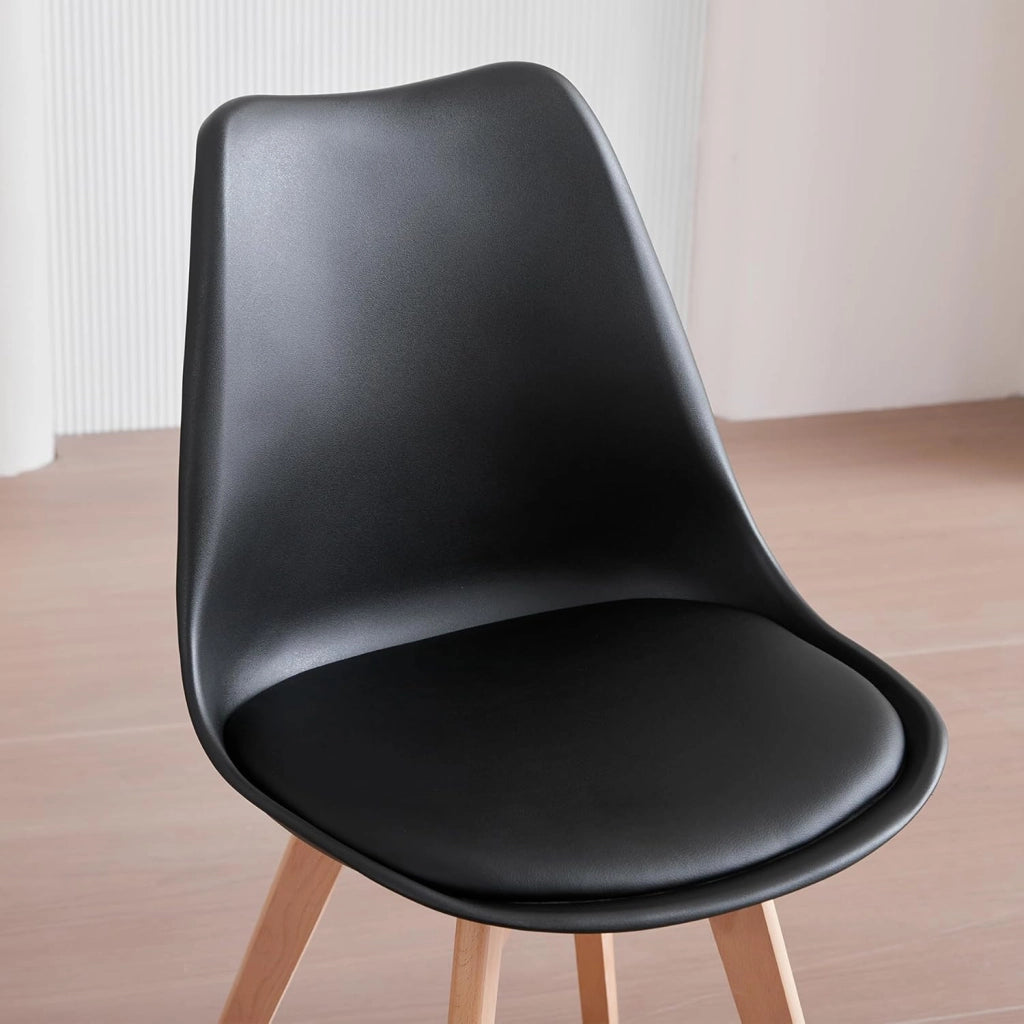 GrandCA HOME Set da pranzo Tavolo da pranzo con 4 sedie, Tavolo da pranzo rotondo in legno 100 * 100 * 75 cm, 4 sedie con schienale alto, Gambe in legno di faggio, (Marrone scuro + Nero)