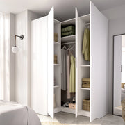 Armadio Camera da Letto Reeves, Guardaroba 3 Ante Appendiabiti, 95x142 cm Bianco