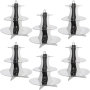 6 pacchi di supporti per torte in cartone a 3 strati, torre per display di cupcake in foglia d'argento, contenitore per cupcake in cartone modellato, supporto per servizio di cupcake per tè della merenda, compleanni, matrimoni