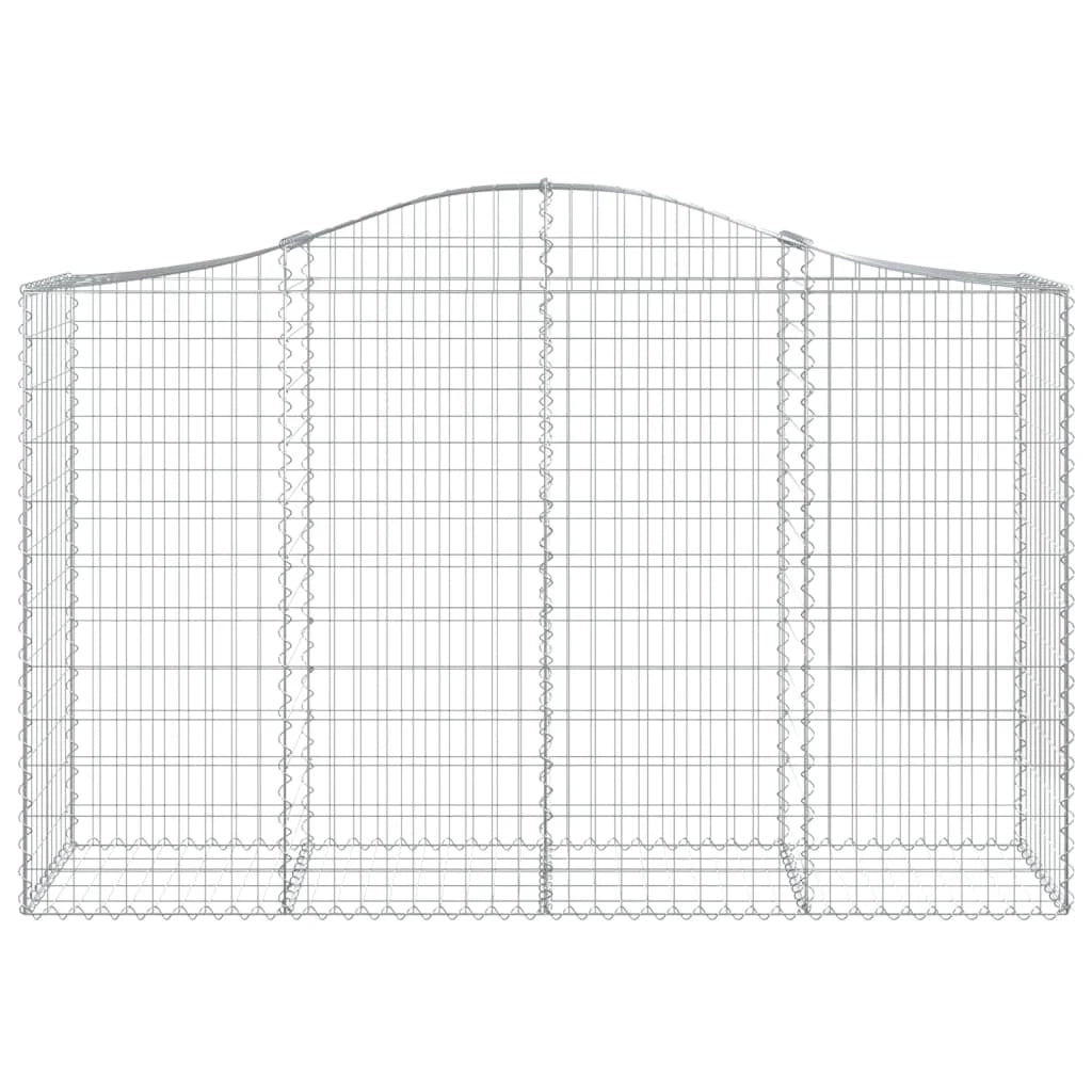 Cestini gabbioni recinzione a gabbia muro di contenimento ad arco 13 pezzi 200 x 50 x 120/140 cm ferro zincato argento 02_0040370