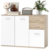 Credenza Moderna con 3 Armadietti e 2 Cassetti, in Legno, 106x35x76 cm, color Legno