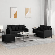 Set di Divani 3 pz con Cuscini Nero in Tessutocod mxl 104302
