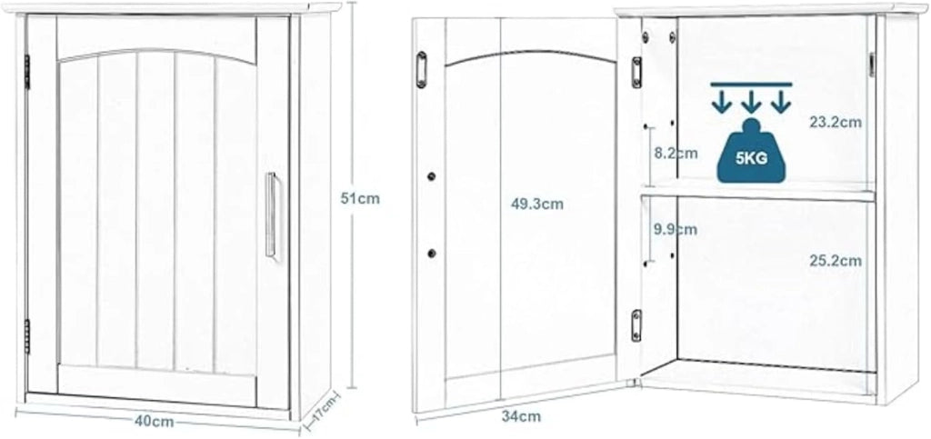 Mobile da Bagno Sospeso, Mobile Sottolavabo per Bagno con 2 Ante, 2 Cassetti, Ripiano Regolabile, MDF, Bianco