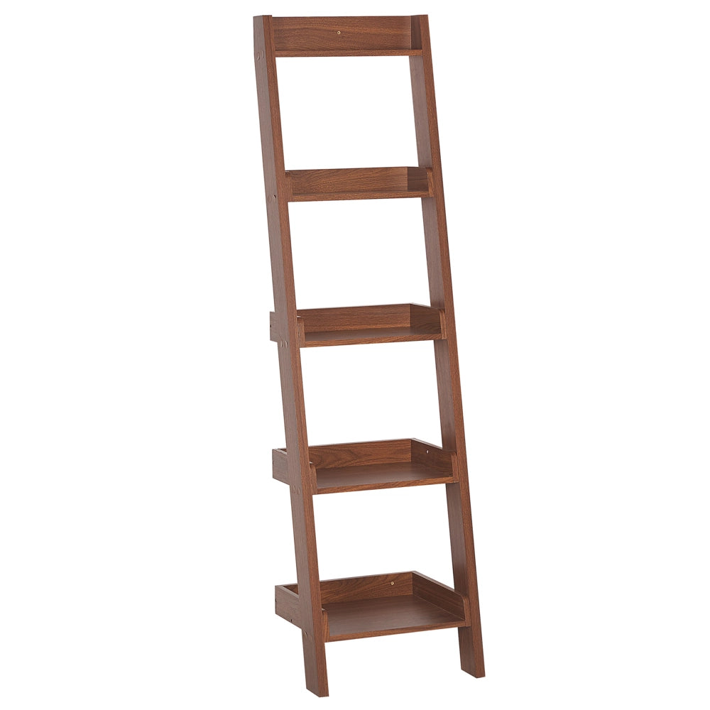 Libreria a scala 4 ripiani legno noce scaffale inclinato stile moderno contemporaneo