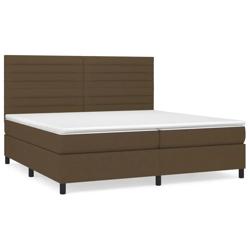Giroletto a Molle con Materasso Marrone Scuro 200x200cm Tessuto 3141884