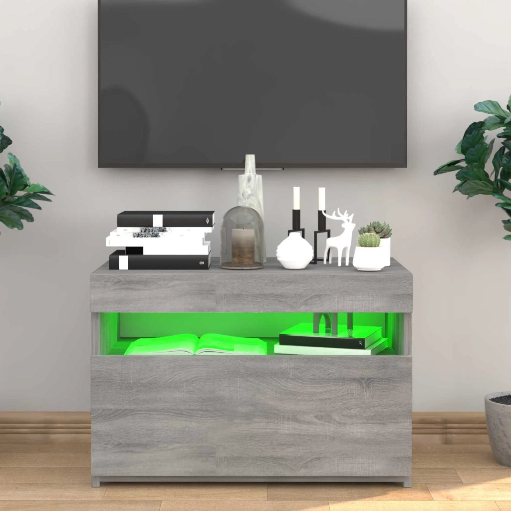 Mobile Porta TV con Luci LED Grigio Sonoma 60x35x40 cm 815680
