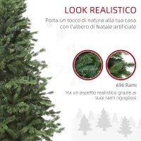 Albero di Natale Artificiale Gigante 180cm Realistico, Decorazione di Natale con 696 Rami, Base Pieghevole e Rimovibile