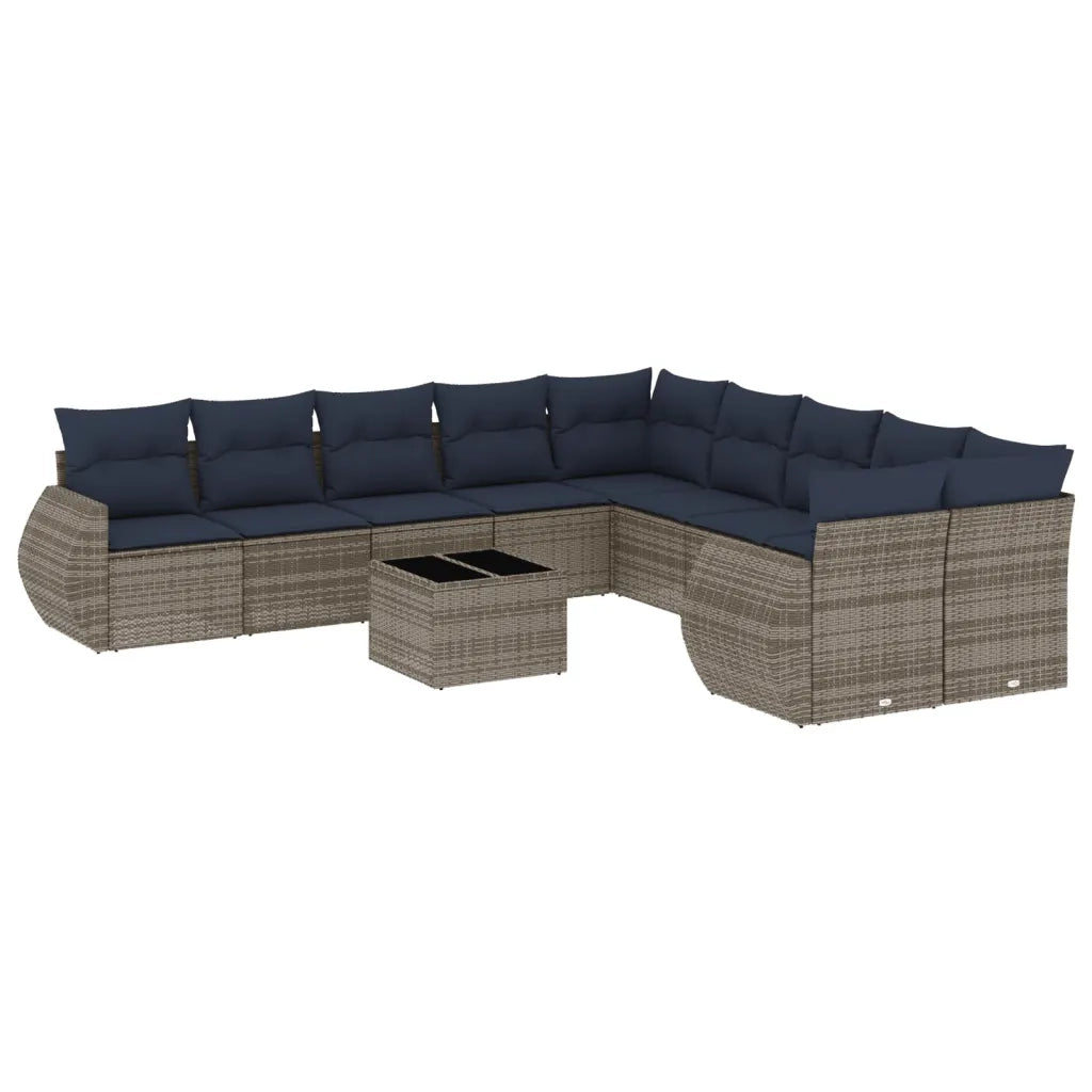 Set Divani da Giardino 11 pz con Cuscini Grigio in Polyrattan 3221920