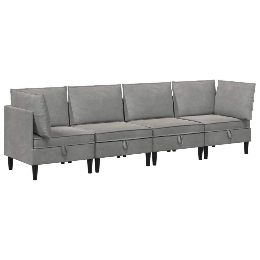 Set di mobili per il soggiorno 4 pcs Grigio Chiaro Velluto 3413729