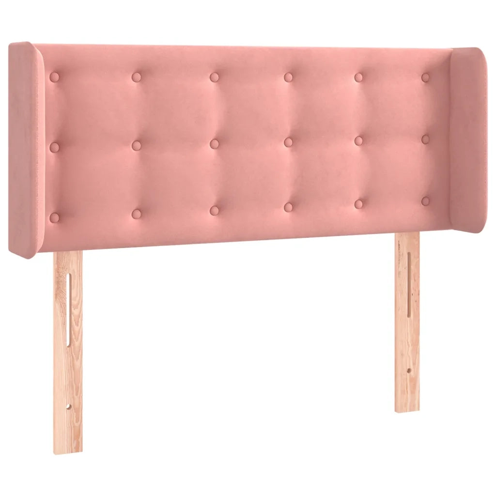 Testiera ad Orecchio-Testata con Orecchie Rosa 103x16x78/88 cm in Velluto 227622