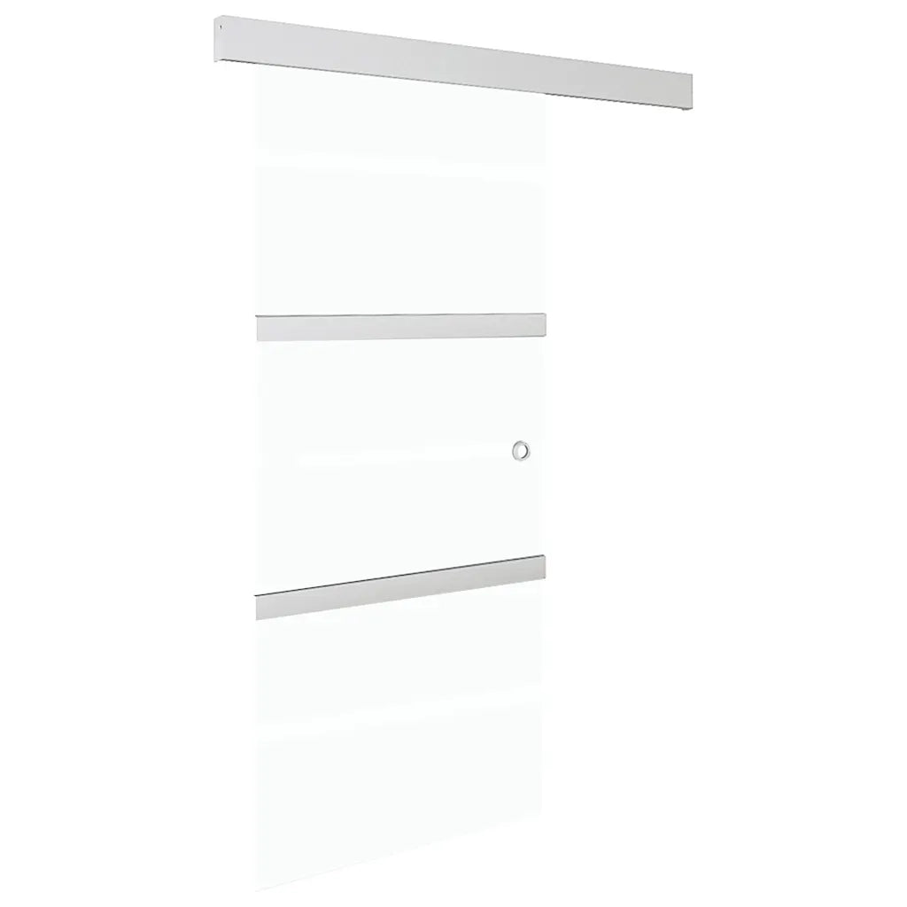 Porta Scorrevole in Vetro ESG e Alluminio 90x212cm Argento 288053