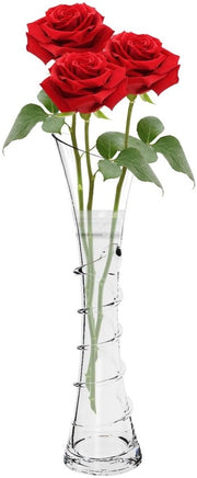 Vaso di Fiori 20 cm - Vetro Translucido - Vaso per Buste - Base Stabile - Decorazione per Ufficio/Soggiorno - Adatto per 1-3 Buste di Fiori