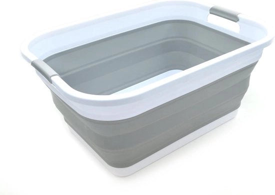 Organizzatore per cani in plastica WASMAND - Contenitore op-poup opgonfondibile - Lavabo portatile - Scatola per lavare con risparmio di spazio - Lavabo per cani in grigio
