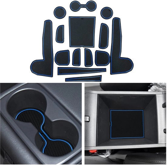 Compatibile con Hyundai Tucson NX4 2022 2021 2023 2024, Tappeti in gomma Tucson NX4 Console centrale Antislip Tappeti Antislip supporto bicchiere in gomma Tappeto in gomma Armrest Tucson 2024 Accessori elettronici (blu)