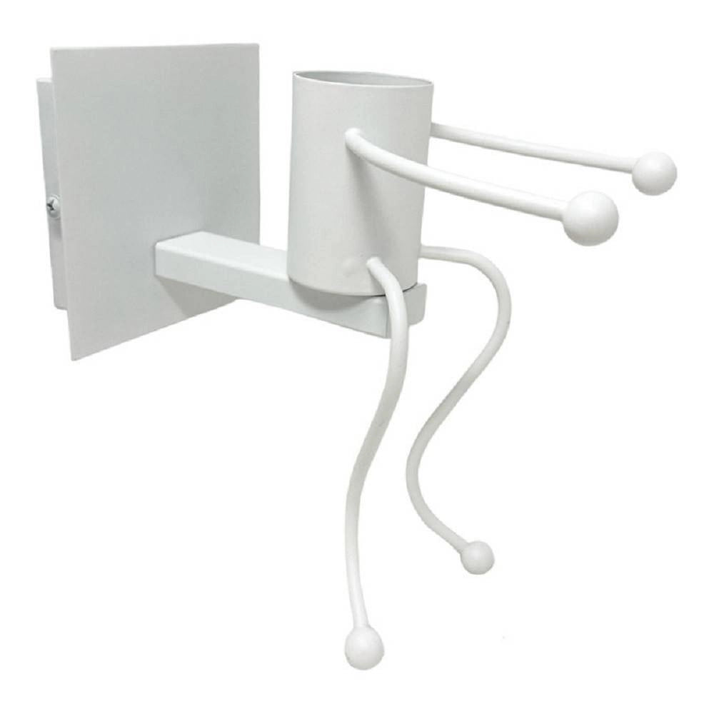 Trade Shop - Applique Da Parete Decorativo Forma Di Omino Seduto In Metallo Attacco E27 Aq51 - Bianco