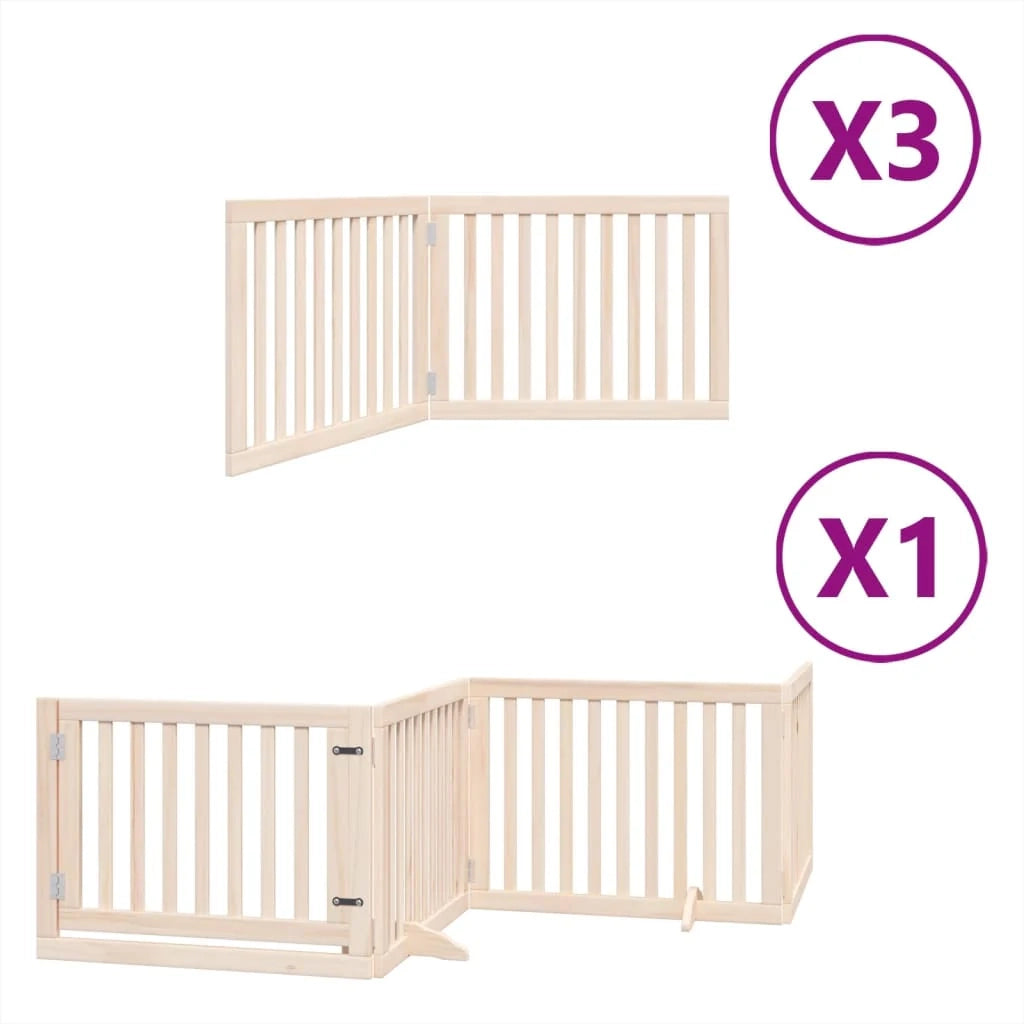 Cancelletto di sicurezza per animali domestici porta pieghevole 10 pannelli legno di pioppo marrone 02_0023106