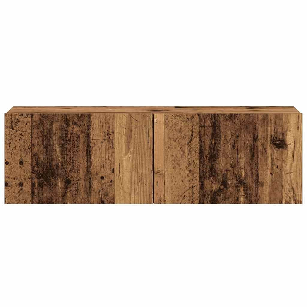 Set di 3 moderni mobili porta TV a parete con pratico vano contenitore 100 x 30 x 30 cm realizzati in legno composito con finitura effetto legno anticato 02_0055862