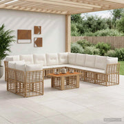Set Divano da Giardino 12 pz Naturale e Bianco Crema polyrattan 3437884
