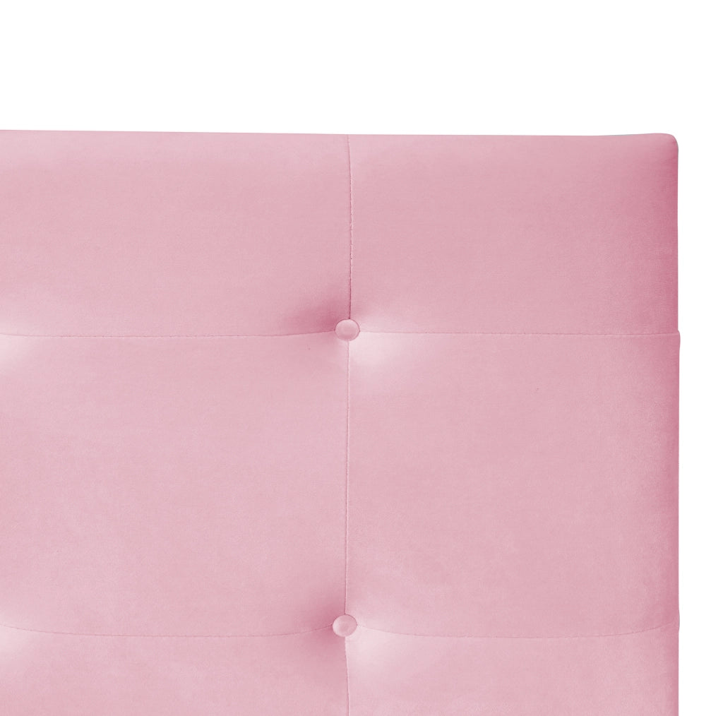 Letto imbottito 90 x 200 cm con rete a doghe, testiera e 2 cassetti, rosa