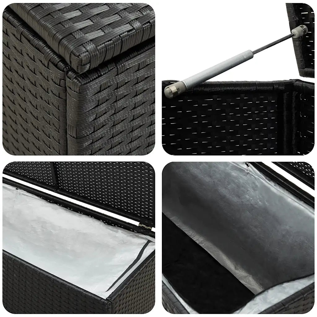 Baule da Giardino in Polyrattan 180x90x70 cm Nero