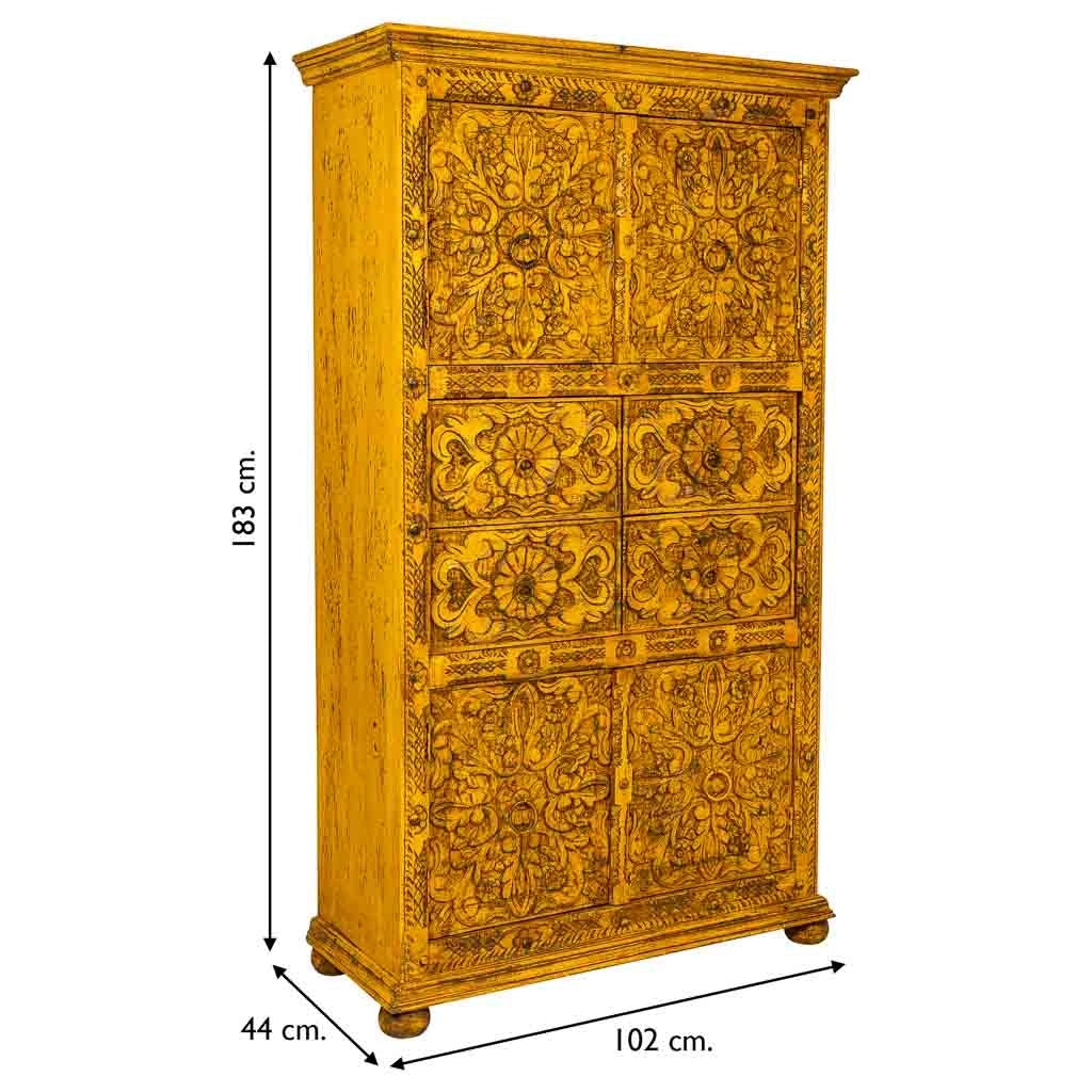 Armadio in legno artigianale giallo 102x44x183h cm